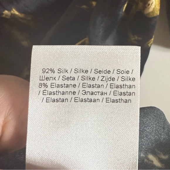 GANNI Silk Stretch Satin Mini Dress Horse Print Black Size 4 - Picture 8 of 9